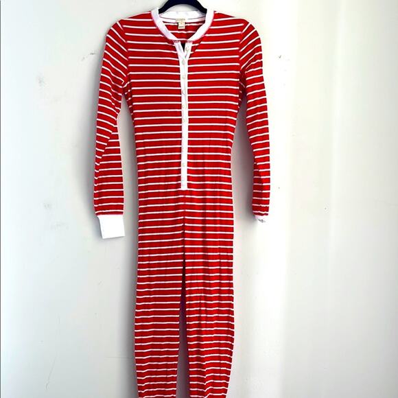 J. Crew Factory striped one piece butt flap union suit pajamas sz XS - Picture 1 of 8
